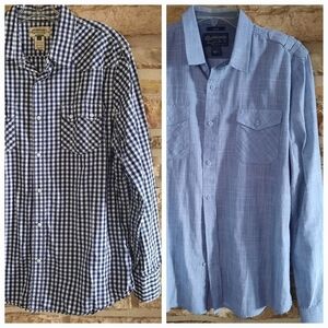 Lot of 2, American Rag Cie Western Shirts pearl snap & button down, Men's  Sz L